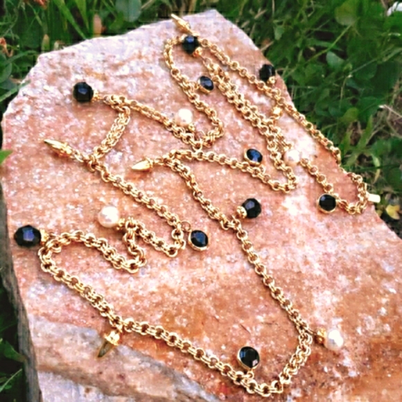 Vtg Swarovski Crystal Gold Charm Necklace Necklace - Picture 4 of 6